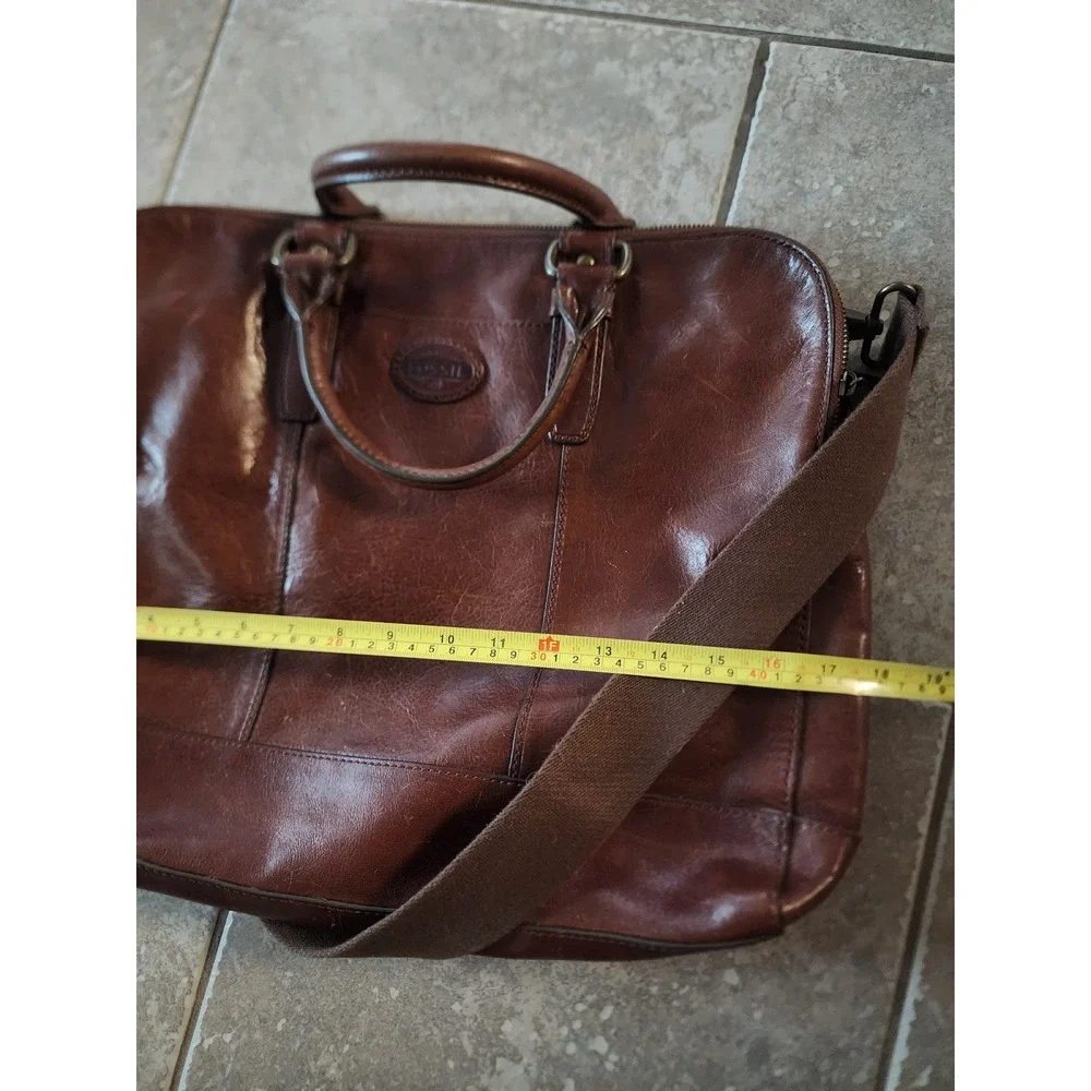 Fossil Brown Leather Messenger Bag Vintage Briefcase Laptop Crossbody MBG9044
